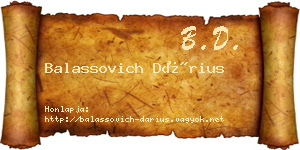 Balassovich Dárius névjegykártya